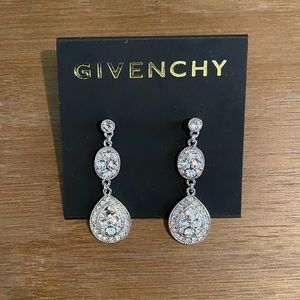 Givenchy Silver Tone and Crystal Drop Earrings